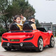 Teacher Ma two-seater children's electric car four-wheel remote control sports car extra large toy car for adults and twins red / leather table and chair / remote control bluetooth