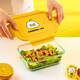 Xinmeiya office worker microwave lunch box heatable glass lunch box fresh box bowl bento box partition lunch box insulation lunch box [no partition + bag + tableware] 1060ml+ 660ml