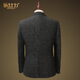 RESHILY wool suit jacket men's casual suit spring and autumn handsome trendy single Western Korean style slim pattern fabric, black and gray grid, single suit 185/XXL/54 (weight 150-160 Jin [Jin equals 0.5 kg])