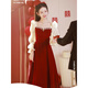 
Yuanleshen toast suit 2024 Bride burgundy summer can wear yarn sleeve engagement dress for wedding banquet dress red 675 short sleeve M