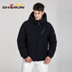 Sherlock Down Jacket Corto de otoño suelto y chaqueta de invierno con capucha de moda y versátiles y versátiles y casuales 12605 Mist Blue L