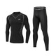 361 Running sports suit quick-drying clothing for men in autumn and winter plus velvet to keep warm and elastic sports students tight training fitness clothing base elite long-sleeved 2-piece set 2XL