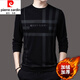 Pier Cardin Autumno de alta gama e invernal sudadera de terciopelo para hombres camiseta de manga larga camiseta engrosada de la base en espesas de mediana edad para hombres de mediana edad T F9902 Velvet negro 190/4xl adecuado para el peso 190-220Jin [Jin equivale a 0.5 kg]
