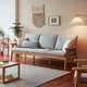 Lin's Home Nordic style solid wood fabric sofa new Chinese style living room simple three-seat straight small apartment sofa PK4K
