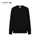 Lacoste Crocodile Crocodile Men's Spring y Autumn Color sólido Cardigano de cárdera de cuello redondo de manga larga AH1969 031/Negro L 5