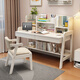 Huazhou Desk Home Student Study Table with Bookshelf Can Lift Writing Table Study Computer Table 0.9 meters Log Wood Color