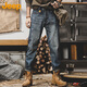 Jeep (JEEP) jeans men's autumn and winter loose straight trousers trendy casual pants men's versatile men's pants blue 38