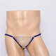Men's thong with one strap sexy transparent bag gun bullet separation iron ring tassel lace physiological underwear men's sex toys white one size red