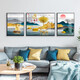 Tongdi Nouveau salon chinois Décoration peinture canapé fond mur moderne moderne simple villa hall paysage peinture triple peinture suspendue 10 jiahe fugui-12124 Middle 80 * 60 40 * 60 cadres noirs des deux côtés (peinture en porcelaine cristalline)