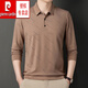 Pierre cardin middle-aged long-sleeved Polo base shirt top 2025 spring and autumn new striped print business casual T-shirt men 829-Luo Se 3XL/125 suggestion 160-180Jin [Jin equals 0.5 kg]