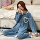 
Modal pajamas for women in autumn and winter pure cotton waffle long sleeve trousers wearing Korean cute cartoon women's home clothing suit MJ9853 women M