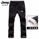 Pantalones de reenvío de espíritu Jeep Gran tamaño de los hombres más lana en espesor de otoño e invierno Pantalones casuales de piel de cordero al aire libre Pantalones de vellón de montañismo para hombres 9928 Negro 2xl