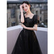 Seidler black little evening dress for women's banquet, light luxury niche high-end birthday and adult ceremony dress black XXL (recommended 126-135 Jin Jin equals 0.5 kg)