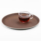 Zhenxi large tray rectangular round tray non-slip tea tray plastic tray hotel serving tray food serving tray PP round tray brown 35cm