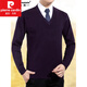 Pier Cardin Herbst- und Winterrunde Hals Pullover Herrenanzug Basis Strick Pullover Hühner Herzkragen Business Formale Tragen lässiger Herrenkleidung A30-3888 [v] Schwarz XL 175