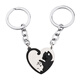 Lecari cat couple keychain A pair of pendants men and women key chain circle lovers day gift girlfriends Black silver cat couple key gifted box