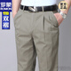 Romon Pure Cotton Double Plissee Männer lässige Hose für Frühling und Sommer dünne tiefe Schritte hohe Taille Lose Vater Hosen mittleren Alters und ältere Hose Frühling und Sommer Deep Khaki 6626-4 Dünn 33