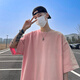 OEMG Schweramerikanische Retro-Farbpaar-Baumwoll-Paar kurzärmeliges T-Shirt für Männer im Sommer Fünf-Punkte-Hülsen trendy losen Marke Top Black XL [Empfohlen 125-140jin [Jin entspricht 0,5 kg]]