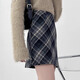 Yi Xin woolen skirt women's skirt short skirt plaid skirt A-line hip skirt high waist small person high-end 2025 new style blue gray plaid skirt L Recommended weight is about 110-125 Jin Jin is equal to 0.5 kg