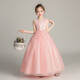 Dev Ake children's dress girl princess skirt host high-end piano performance evening dress little girl wedding summer big boy BX683 long sleeveless pink 120 (recommended 34-40 Jin [Jin equals 0.5 kg])