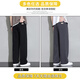 Jeanswest casual pants men's autumn and winter new straight-leg loose sports trendy wide-leg pants versatile plus velvet thickened long pants men 926 black XL