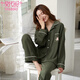 
Modal pajamas for women in autumn and winter pure cotton waffle long sleeve trousers wearing Korean cute cartoon women's home clothing suit MJ9853 women M