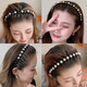 Zhuo Keke 2025 New Rhinestone Wave Hair Hoop Women's Pressed Hair Clip Broken Hair Organizing Artifact Headband Hair Clip Summer Headwear Black Rhinestone Wavy Hair Hoop
