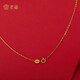 Old temple silver necklace for women with pendant plain chain O-shaped chain birthday gift for girlfriend and wife gold color O-shaped chain 45cm