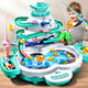 Meibosen Children's Multifunctional Electric Fishing Rod Fishing Toys for Boys and Girls Early Education Baby 1 to 3-6th Birthday Gift [Pink] Penguin Slide Fishing Platform Set [Battery