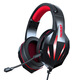 ERXUNG head-mounted gaming headset wired gaming luminous computer headset with microphone J5 black red + adapter cable