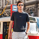 Mr. Bu Round Neck Kurzärärmelte Wolle T-Shirt Frühling und Herbst Neues Brief Logo für die innere Verschleiß von Männern BT12188 Mineral Grey M (170)