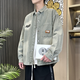 花花公子秋冬季新款牛仔外套高中生男孩青少年帅气大学生夹克衬衫男装套装 9209【上衣】黑色 品质保证 M (90-105斤左右)