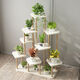 Soporte de flores para balcón de flores balcón nuevo estilo chino mesa de flores decoración interior sala de estar de múltiples capas ventanas suculenta bote de flores estante de pollo tridimensional estante de flores de madera de madera de siete capas