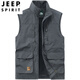 JEEP SPIRIT vest men's new 2022 spring and autumn thin large size multi-pocket vest outdoor work vest quick-drying vest for men 677 Khaki M