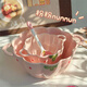 Persson double-ear ceramic bowl with spoon set soup bowl noodle bowl high-looking breakfast bowl Strawberry Duoduo 6-inch bowl with spoon