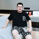 金芝斕（jinzhilan）大码睡衣男士莫代尔夏季宽松短袖短裤胖子薄款圆领加肥加大家居服 BX-723深灰条纹 4XL 【建议220-260斤】