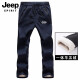 Pantalones de reenvío de espíritu Jeep Gran tamaño de los hombres más lana en espesor de otoño e invierno Pantalones casuales de piel de cordero al aire libre Pantalones de vellón de montañismo para hombres 9928 Negro 2xl
