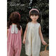 Young girl loose jumpsuits 2024 summer baby girl solid color casual cartoon trousers children's thin vest overalls green (X3524) 80cm