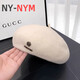 NY-NYM Korean style woolen beret women's autumn and winter large head circumference versatile octagonal hat Japanese style literary and artistic little painter hat off-white min beret