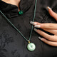 Fengxi Jewelry Jade Peace Buckle Pendant Natural Burmese Floating Sun Green Jade Necklace for Men and Women Price Guaranteed 11.11