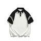 
Hong Kong Lianya short-sleeved men's summer Japanese contrasting T-shirt s trendy brand high street loose rag-sleeved color lapel polo shirt h-t3527 gray black sleeve M (recommended 90-115 Jin [Jin equals 0.5 kg])
