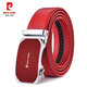 Pierre Cardin red belt men's first-layer cowhide automatic buckle belt gift box gift box New Year red 125cm