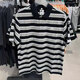 Nike kurzärmelige Herrenkleidung 2024 Sommer Neue Outdoor-Fitness Sportbekleidung Polo-Hemd Streifen vielseitige Lappel-Freizeit-T-Shirt FN3897-010/Baumwoll/Stickloggo L.