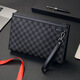 
KuQIDAISHU handbag men's 2025 new men's clutch bag plaid fashion envelope bag hand grab bag business hand clip bag black plaid