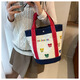 Shenshiyi canvas bag transportieren kleine Tasche Handtasche Eimer Lunchbox Lunchbox Lunchbox Mama trägt Babybeutel Leichte farbenfrohe Bären -Leinwand Handtasche [Weiß]