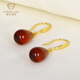 Jiale blood amber earrings S925 silver gold-plated earrings amber earrings birthday gift for girlfriend, about 12mm total length 30mm/A0281