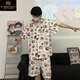 Modal Japanese cute Crayon Shin-chan couple pajamas for women summer pure cotton short-sleeved summer men's home wear three-piece suit White Crayon Shin-chan short sleeves + shorts + trousers Men's L size 90-120 Jin Jin equals 0.5 kg Wear