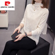 Pierre Cardin Lady's new inner half turtleneck Yiwu bottoming shirt for women autumn and winter long sleeves large size belly covering slimming lace black XL recommended 120-140 Jin Jin equals 0.5 kg