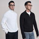 FACECITY Lana de tejido plano 2025 otoño e invierno nuevo suéter de cuello alto con cremallera para hombre, cómodo y versátil, blanquecino M 100-120Jin Jin equivale a 0,5 kg
