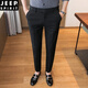 JEEP SPIRIT autumn and winter gray casual pants for men business slim suit pants for small feet nine-point trousers plus velvet trousers trendy 723 plus velvet-medium gray 9-point trousers 30 Weight 110Jin[Jin equals 0.5 kg]-119Jin[Jin equals 0.5 kg]